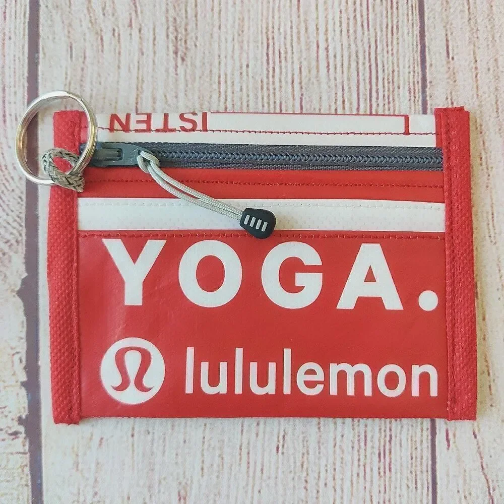 Lululemon Yoga handmade credit card ID coin holder with keychain